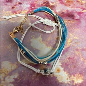 Blue and White Beaded Bracelet
